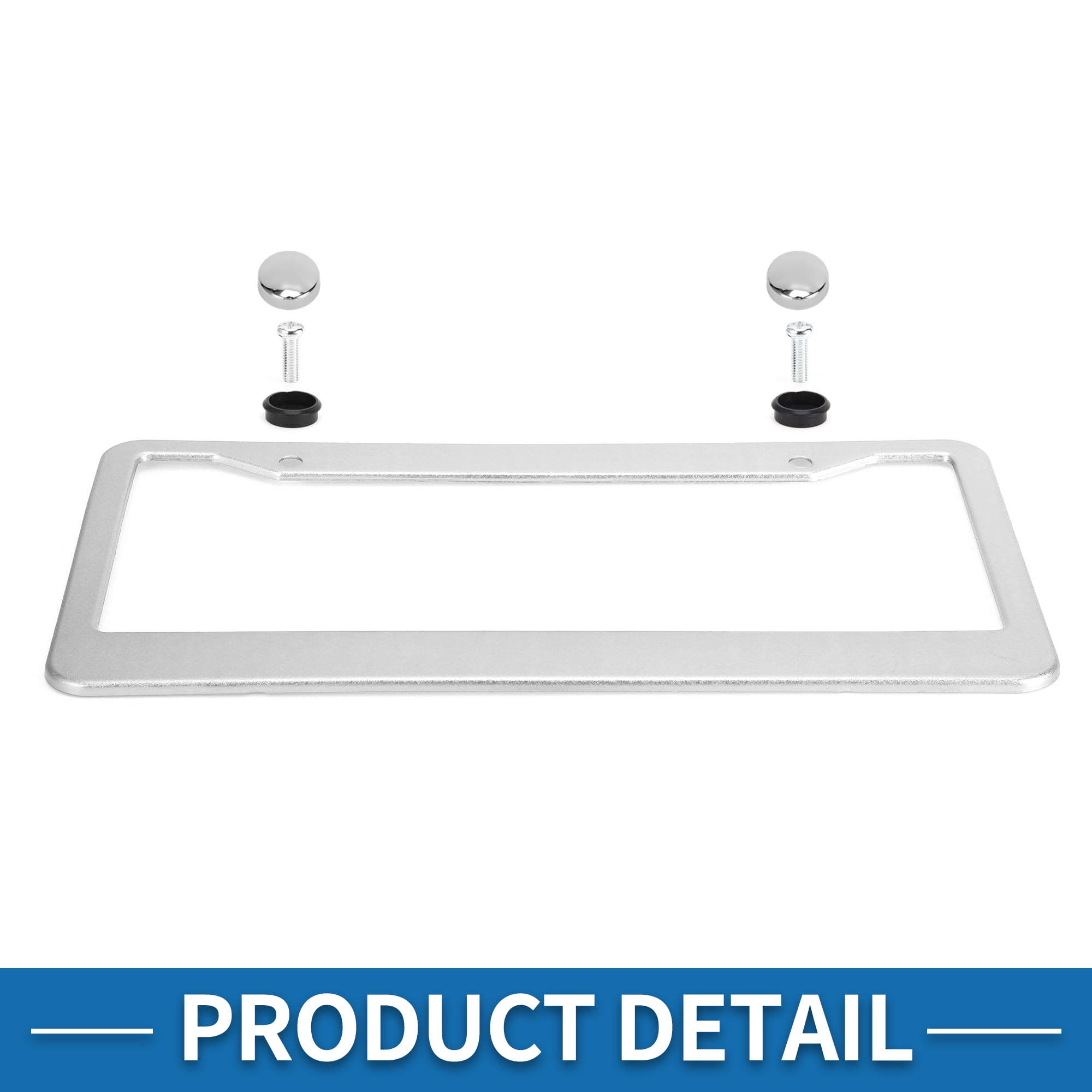 Unique Bargains Aluminum Alloy License Plate Holder Mirror Polished Silver Tone