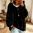 thumbnail image 2 of KHONTS Velvet Hoodies for Women Long Sleeve Solid Color Hooded Sweatshirts Fall Winter Loose Fit Stylish Pullover Tops Black M, 2 of 4