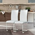 thumbnail image 2 of Dining Chairs Set of 2, PU Faux Leather Side Chair with High Back and U-Shaped Metal Legs, Upholstered Kitchen Chair, Modern Armless Chairs for Dining Room, Kitchen, Restaurant, White, 2 of 7