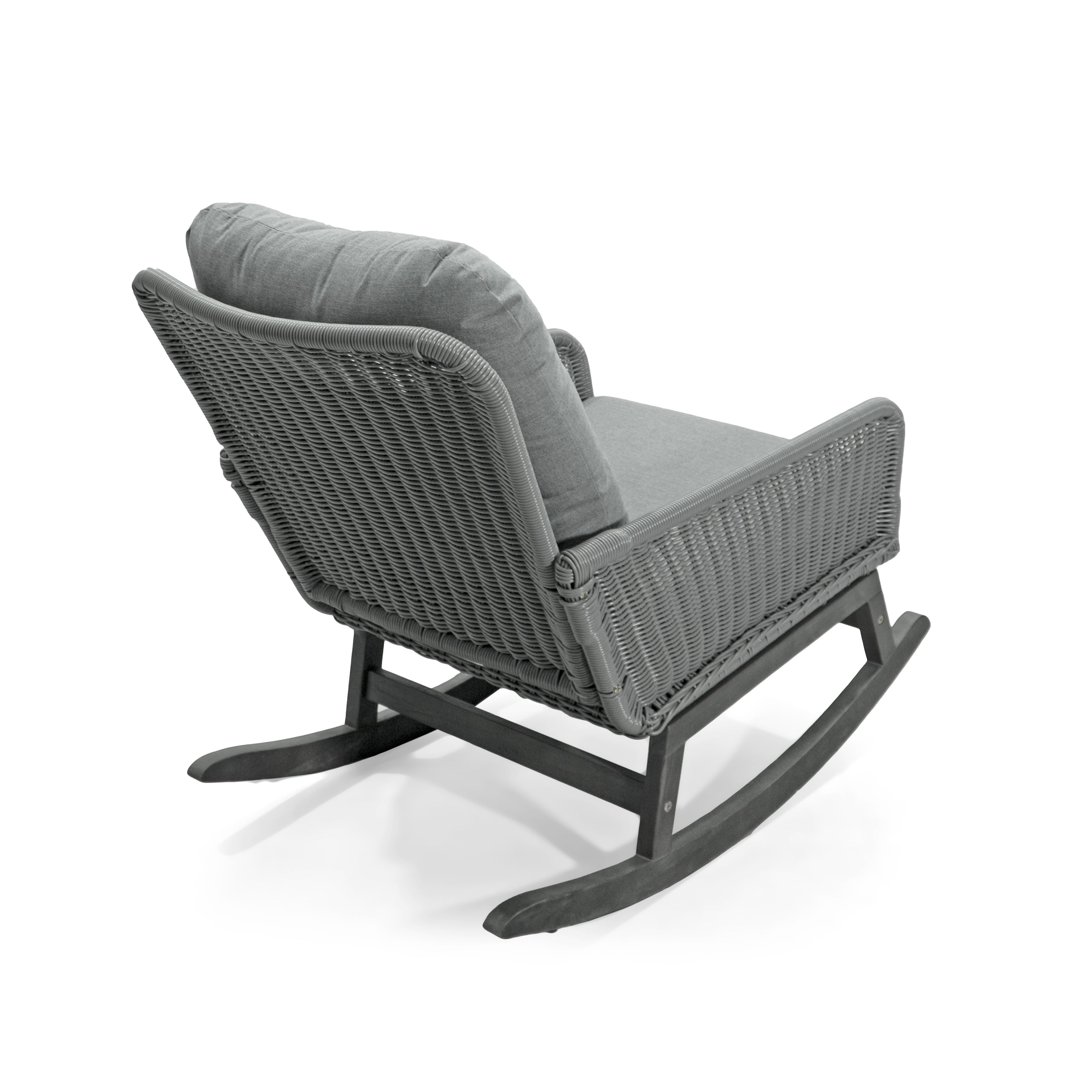 Euroco Modern Wicker Rocking Chair with Cushions, PE Rattan Patio Rocker with Wooden Frame for Indoor & Outdoor Use