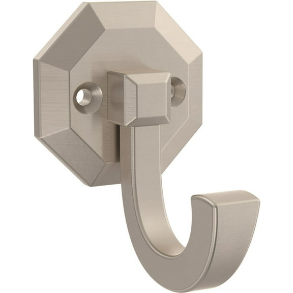 Better Homes & Gardens Satin Nickel Hex 1 Prong Hook, 1 Hook, 35 lb Limit