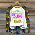 thumbnail image 2 of FrzhBrz Mardi Gras Plus Size Shirts for Women Long Sleeve Tshirts Tops for Women Graphic Mask Printed Carnival Party Parade Tunic Tops, 2 of 4