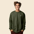 thumbnail image 3 of Dalix UFO Embroidered Cotton Classic Fit Long Sleeve Crewneck Tee Shirt Mens in Military Green L Large, 3 of 5