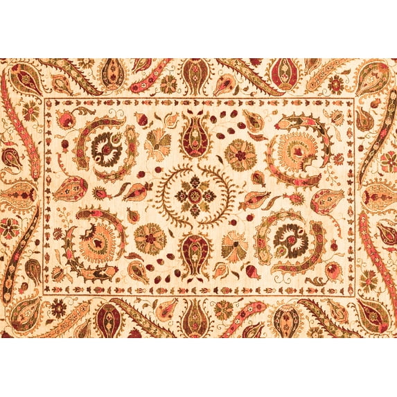 Ahgly Company Indoor Rectangle Abstract Orange Modern Area Rugs, 3' x 5'