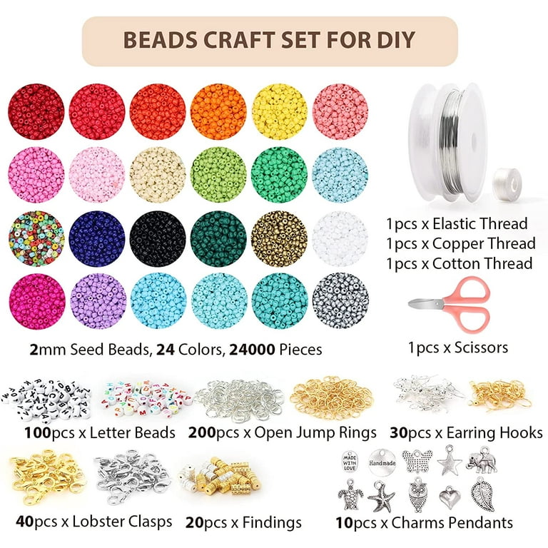 24416 Pcs Bead Spinner Kit with Large Numble of Seed Beads and Practical BeadingTools, Bead Spinner Bowl for Seed Beads, Waist Bead Spinner for