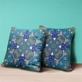 thumbnail image 4 of Amrita Sen Designs  18 x 18 in. Paisley Leaf Geo Duo Broadcloth Indoor & Outdoor Blown & Closed Pillow - Hot Muted Blue & Gold, 4 of 5