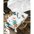 thumbnail image 3 of Boho Middle Century Outdoor Tablecloth with Umbrella Hole, Retro Orange Teal Grey Star Rhombus Waterproof Outdoor Table Cover, Patio Tablecloths for Party Picnic Camping, Rectangle 54"x80", 3 of 9
