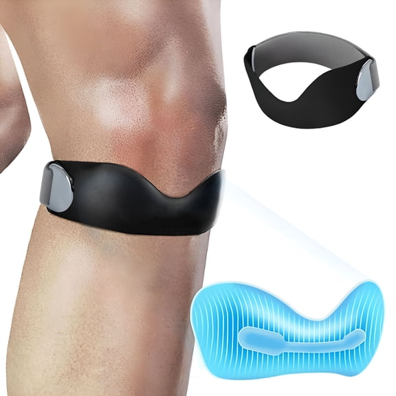 XIRQI Silicone Patellar Tendon Support Strap | Patella Knee Brace for Women and Men Patella Strap| Patella Band Stability Support | Adjustable Silicone Patella Knee Strap