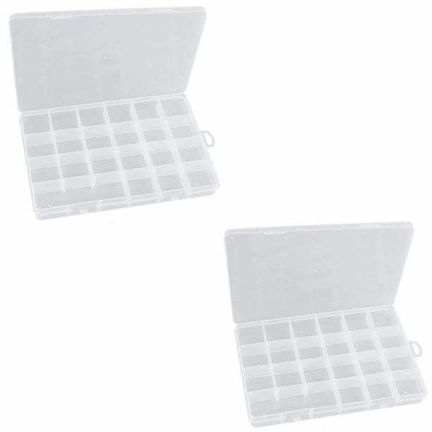 Caja de almacenamiento, ajustable, transparente, con 24 compartimentos (22 compartimentos fijos + 2 compartimentos divisorios extraíbles) Caja de almacenamiento de joyería clasificada de plástico para