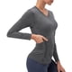 thumbnail image 1 of Camisa deportiva para mujer con bolsillo, estiramiento de secado rápido, delgado, cuello en V, manga Abanopi Camisa de entrenamiento, 1 of 7