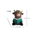 thumbnail image 3 of Highland Cow Decorative Figurine Desktop Ornament, Reading Cow Statue For Tabletop Decoration, Home Office Accent Piece, Unique Animal Decor For Teens S, 3 of 7