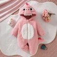 thumbnail image 6 of LIIPEE Baby Cartoon Dinosaur Zip Up Jumpsuit Boys Girls Fall Winter Long Sleeve Fuzzy Hooded Romper, 6 of 9