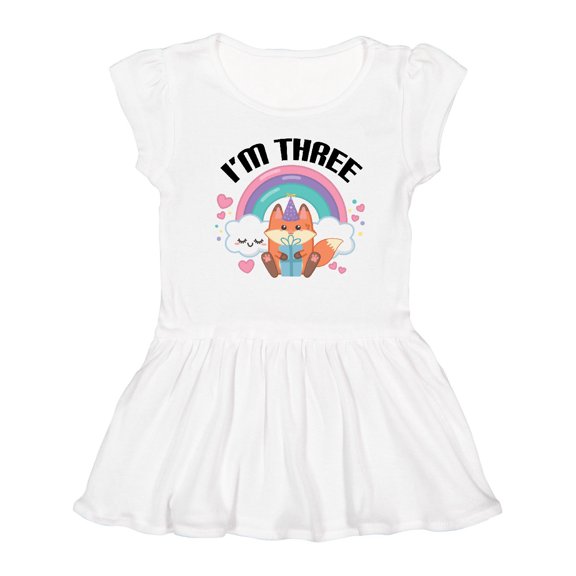 Inktastic 3rd Birthday Party Girl Fox Girls Toddler Dress