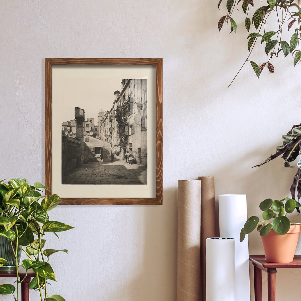 Vintage Views of Venice VIII - Framed Print w/glass - Walnut