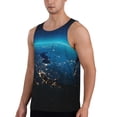 thumbnail image 2 of Gukieu Planet Earth Print Men's Quick Dry Fitness Vest, Round Neck Sleeveless Fitness Bodybuilding Top-Medium, 2 of 7