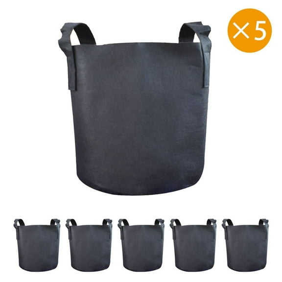 5-Pack 3 Gallon Grow Bags Heavy Duty Non-Woven Plant Fabric Potting Bag with Handles for Plant Growing