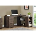 thumbnail image 2 of 60" Coffee Brown Contemporary L-Shaped Computer Desk, 2 of 4