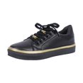 thumbnail image 2 of EKVAHL Women Lace-Up Leather Sneakers Platform Chunky Heel Athletic Shoes, Round Toe Non-Slip Trendy Running Casual Shoes Black, 2 of 6