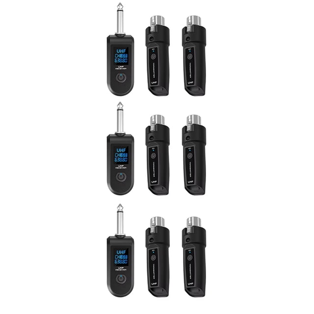 3X Adaptador UHF XLR, Transmisor y Receptor de Micrófono Inalámbrico para Micrófono Dinámico, Mezclador de Audio para Guitarra, PA