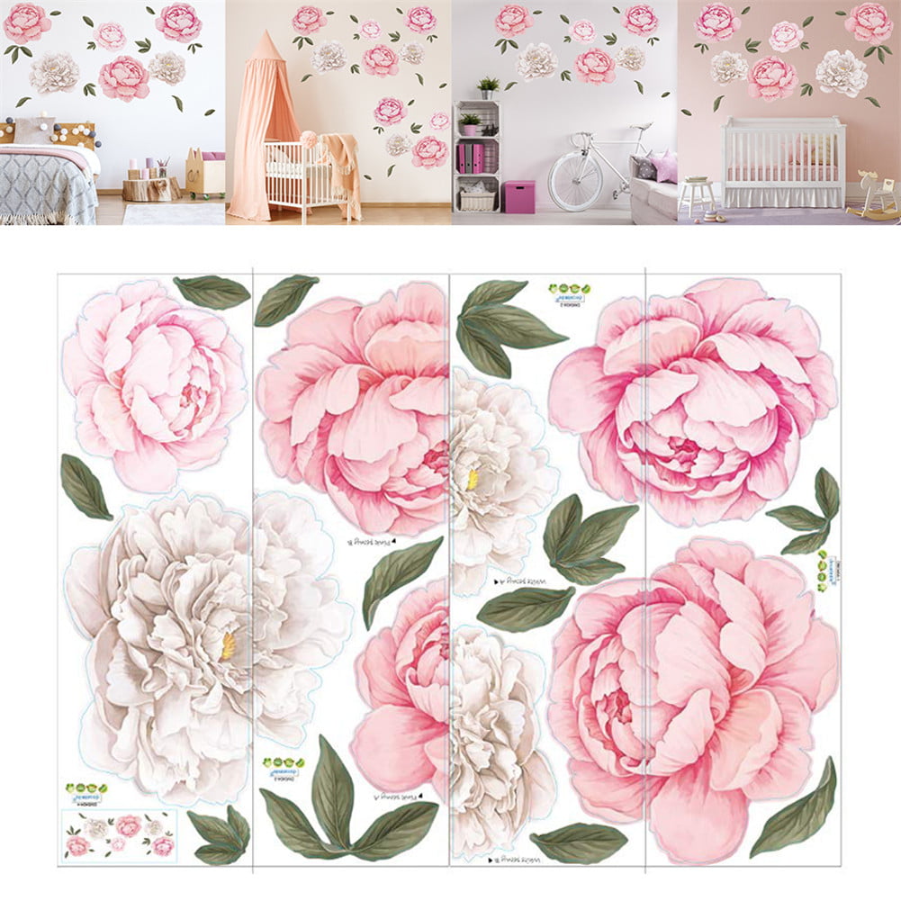 Details about   Pink Peony Rose Flower Wall Stickers Kids Art Baby Nursery Floral Decor Decal