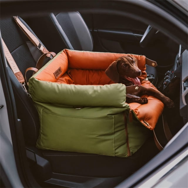 Asiento de coche para perros FUNNY FUZZY de piel impermeable 3 en 1 de hasta 16 kg