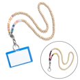 thumbnail image 2 of Waroomhouse Wooden Bead Lanyard Stylish Beaded Lanyard Id Badge Holder with Lobster Clasp Keyring Natural Wood Beads Work Card Lanyard, 2 of 8