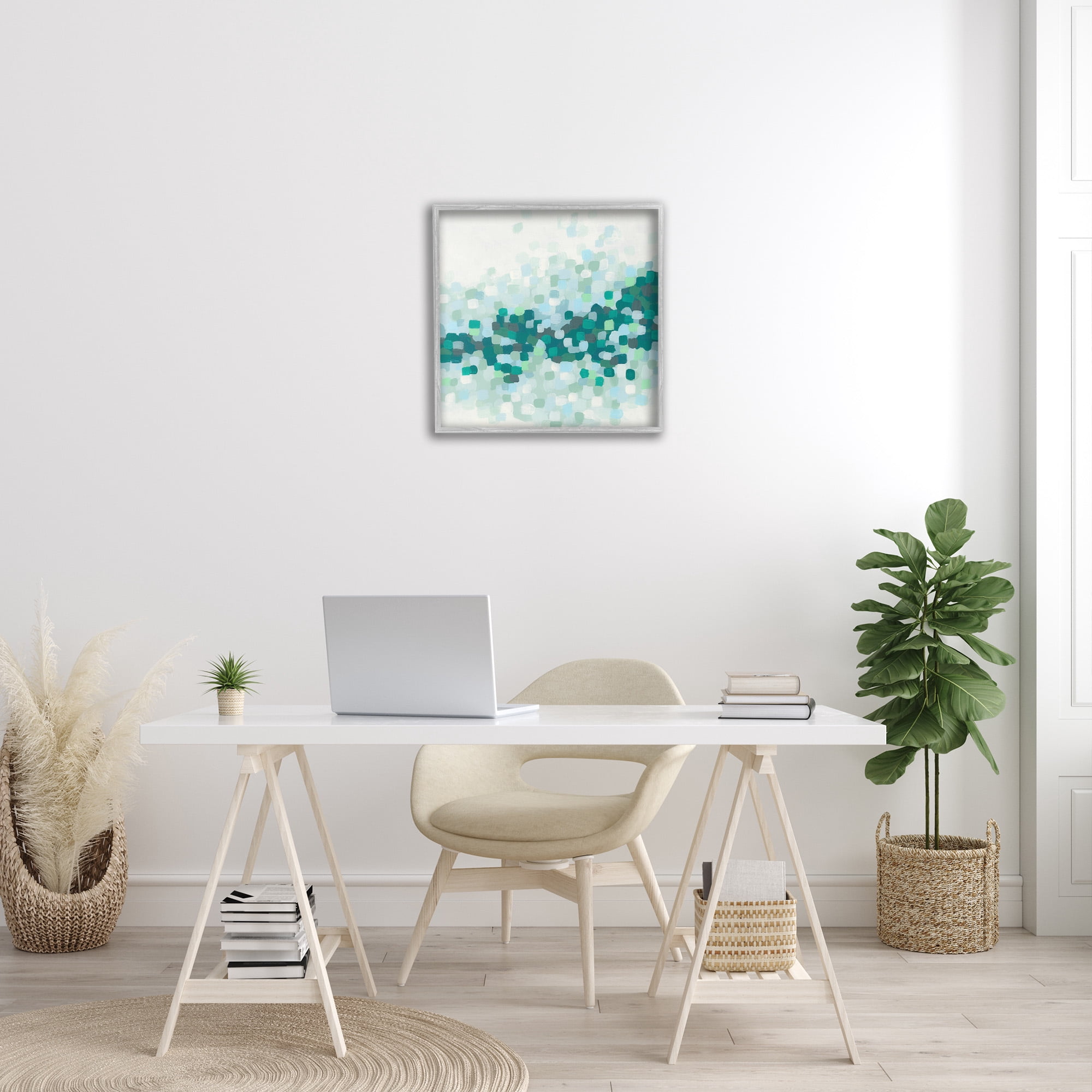 Stupell Industries Modern Dotted Terrain Abstract Painting Gray Framed Art Print Wall Art, 24 x 24