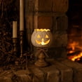 thumbnail image 4 of Small Vintage White Pumpkin Candle Holder, Distressed Wooden Candlestick, Rural Farmhouse Style Ornament, Festive Desktop Decor for Fall Halloween Thanksgiving, 4 of 7