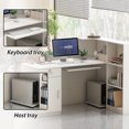 thumbnail image 4 of OXYLIFE L-Shape Wood Reception Desk, Front Receptionist Area Counter with Keyboard Tray for Office Boutique Lobby, 4 of 5