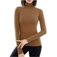 thumbnail image 2 of tarylea Womens Tops Long Sleeve Slim Fitted Undershirts High Neck Stretch Shirts Casual Comfy Cute Fall Dailywear Tops, 2 of 5