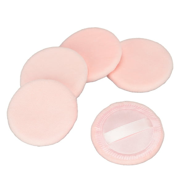 5 borlas de polvo de textura suave, lavables, con buen agarre, tres colores disponibles, para maquillaje facial, color rosa