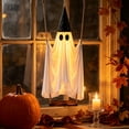 thumbnail image 3 of Halloween Hanging Swinging Ghost with Light and Remote Control, Glowing Ghost Decor for Porch Yard Party (14.96x6.69x4.06in), 3 of 5