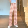 thumbnail image 5 of PNTUTB Ladies' Loose Hanging Basic Loose-fitting Straight Leg Pants Casual High Waisted Plaid Pants, 5 of 6