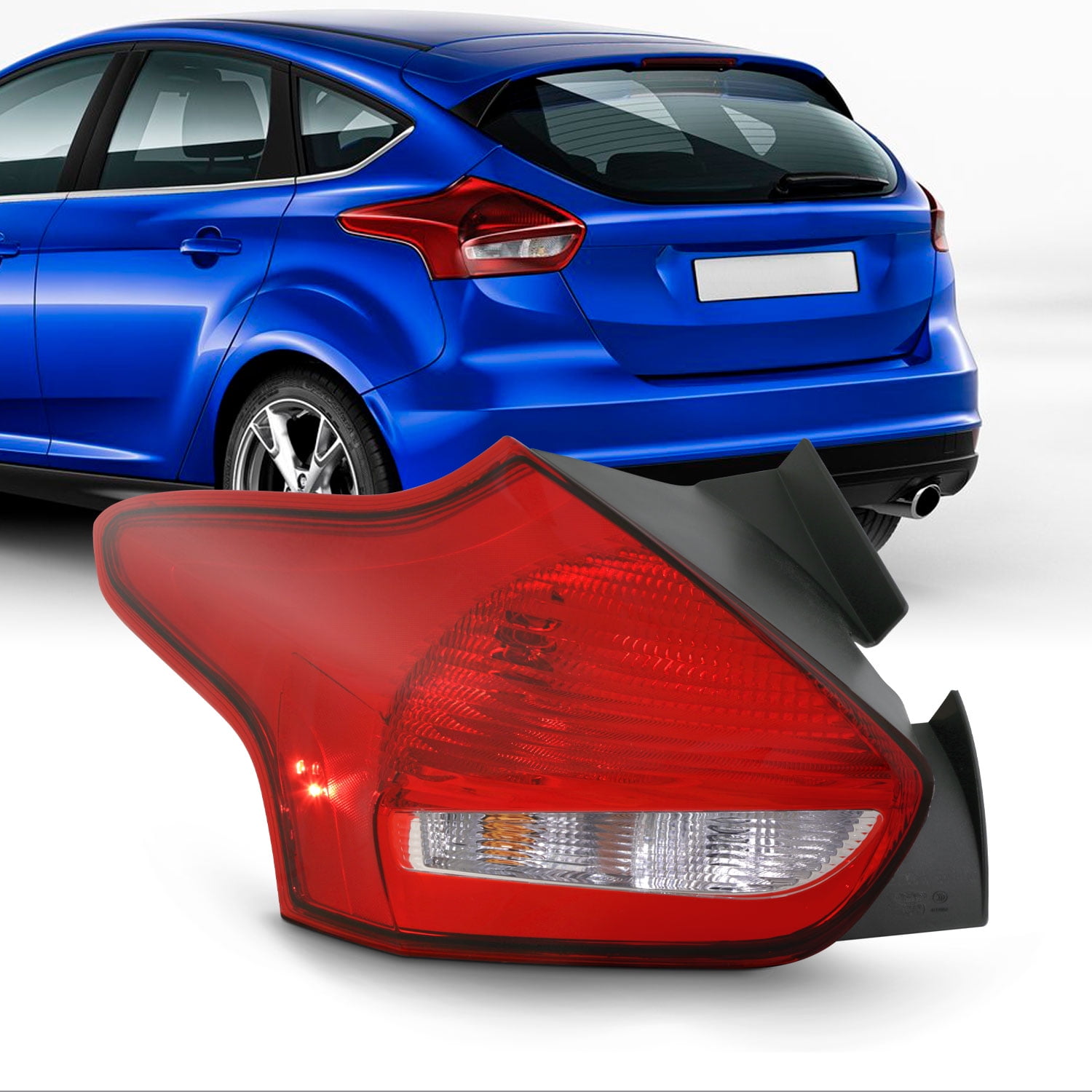 For 20152018 Ford Focus Hatchback Model Chrome Red Tail Brake Light