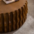 thumbnail image 4 of Drum Fluted Modern Round Coffee Table, Mid Century Circle Center Table with Sturdy Pedestal, for Living Room Bedroom Apartment Farmhouse Decor, 4 of 5