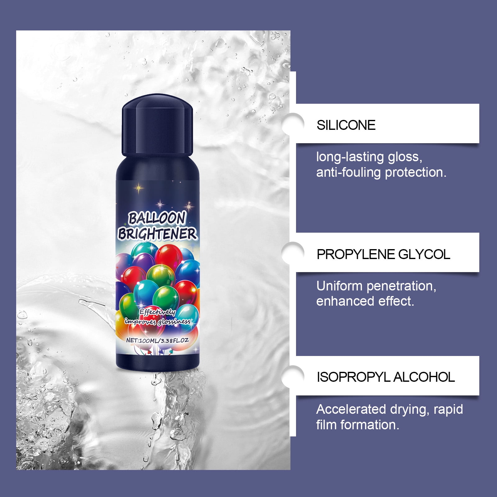 Alvantor Balloon Shine Spray, Instant High Shine, Waterproof, Long-lasting, Party and Event Decor, 3.38 fl.oz