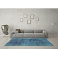 thumbnail image 3 of Ahgly Company Machine Washable Indoor Square Abstract Turquoise Blue Modern Area Rugs, 8' Square, 3 of 4