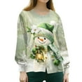 thumbnail image 4 of HaHaHappy Christmas Scrub Jacket Swomen Plus Size Snap Front Casual Snowman Print Scrub Tops Dressy Long Sleeve Funny Scrubs Ugly Nursing Workwear Nurse Medical Uniform with Pocket Green S, 4 of 4