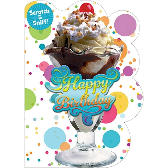 Paper House Productions Ice Cream Sundae Scratch and Sniff Birthday Card For Kids