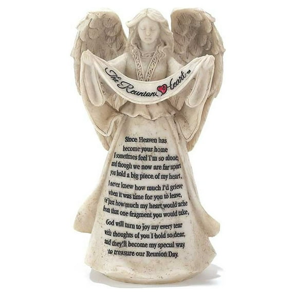 The Reunion Heart In Memory Resin Stone 6 inch Angel Figurine