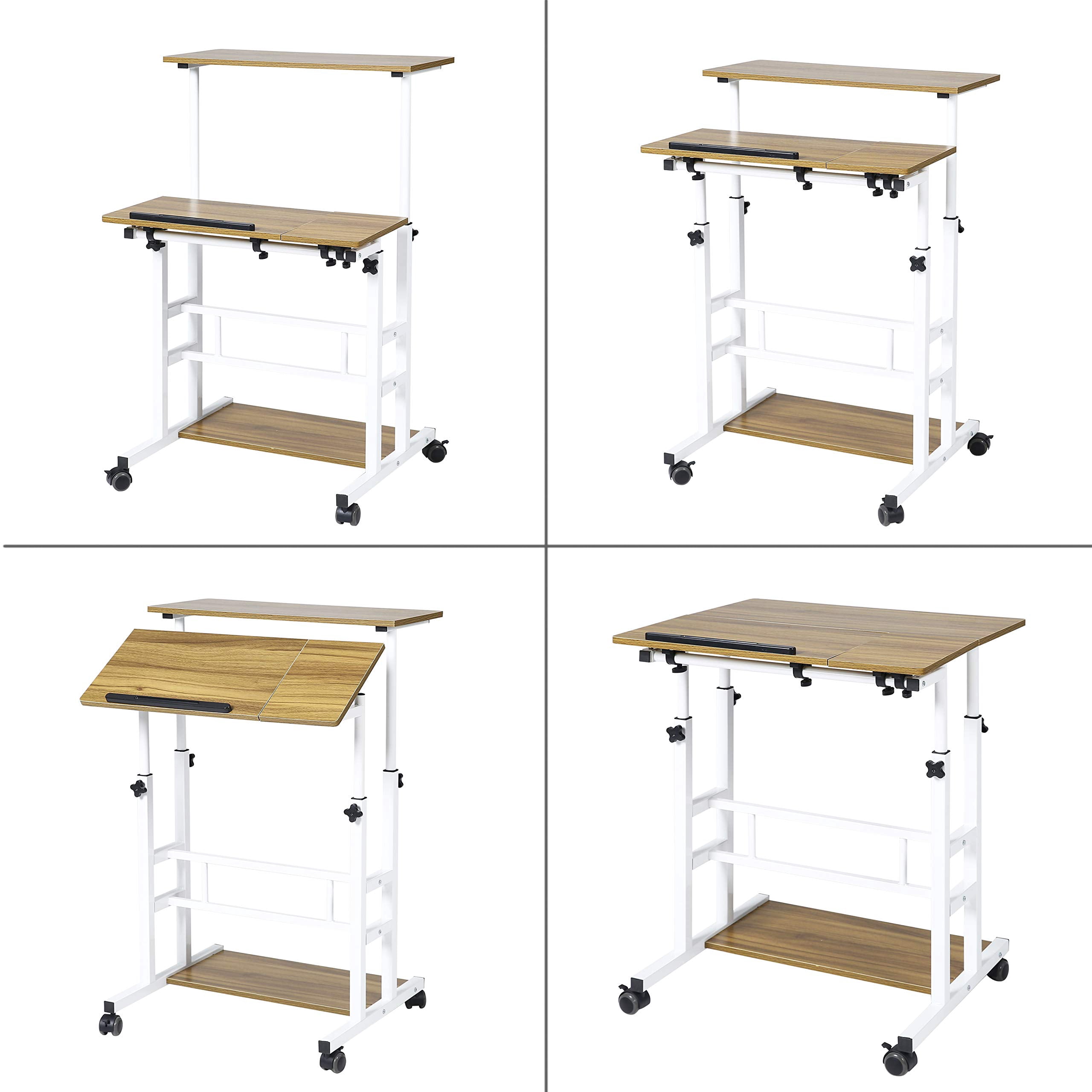 UNICOO® Portable Standing Desk on Wheels, Height Adjustable Mobile Standing Desk, Versatile Standing Portable Desk for Home Office, Rolling Sit-Stand Workstation, Ergonomic Design - (U101-AO)