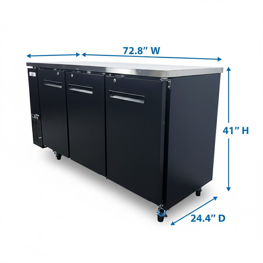 72" Commercial Back Bar Cooler,20Cu.Ft Triple-Door Beverage Refrigerator with LED Lighting & Auto Defrost