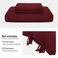 thumbnail image 3 of PiccoCasa 3Pcs Brushed Microfiber Duvet Cover Set Bedding Set with Bowtie, Burgundy Queen, 3 of 6