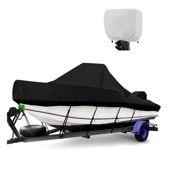 MELIVO Center Console Boat Cover, Waterproof PU Heavy Duty Trailerable Cover for Center Console Boat, Marine Grade Oxford UV Resistant Polyester Canvas with Tie Down Straps & Storage Bag