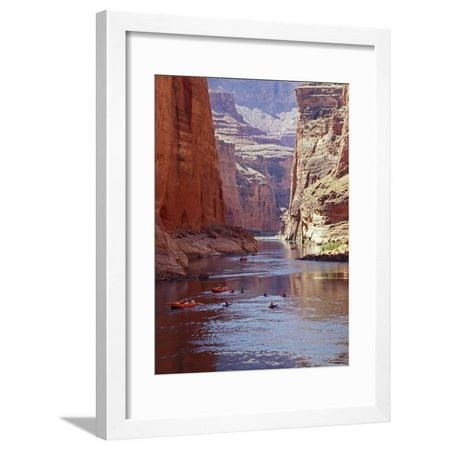 Arizona, Grand Canyon, Kayaks and Rafts on the Colorado River Pass Through the Inner Canyon, USA Framed Print Wall Art By John