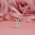 thumbnail image 5 of JeenMata Classic Princess Cut Diamond Solitaire Pendant Necklace in 18K White Gold Plating over Silver, 5 of 7
