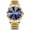 Men's model - all gold - blue dial, variant on Men's watch, waterproof, luminous, dual calendar, men's quartz watch, diamond-shaped domed glass, men's wristwatch, fashionable and trendy
