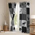 thumbnail image 3 of Homewish Safari Bear Deer Black Out Curtains,Jungle Animal Curtains Pack of 2 (42x63 Each),Gray White Plaid Bedroom Curtains For Teens,Ultra Soft Home Decor, 3 of 6