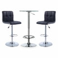 thumbnail image 2 of Powell Jenna 3-Piece Pub Set with Armless Upholstered Bar Stools - Black Faux Leather, 2 of 9