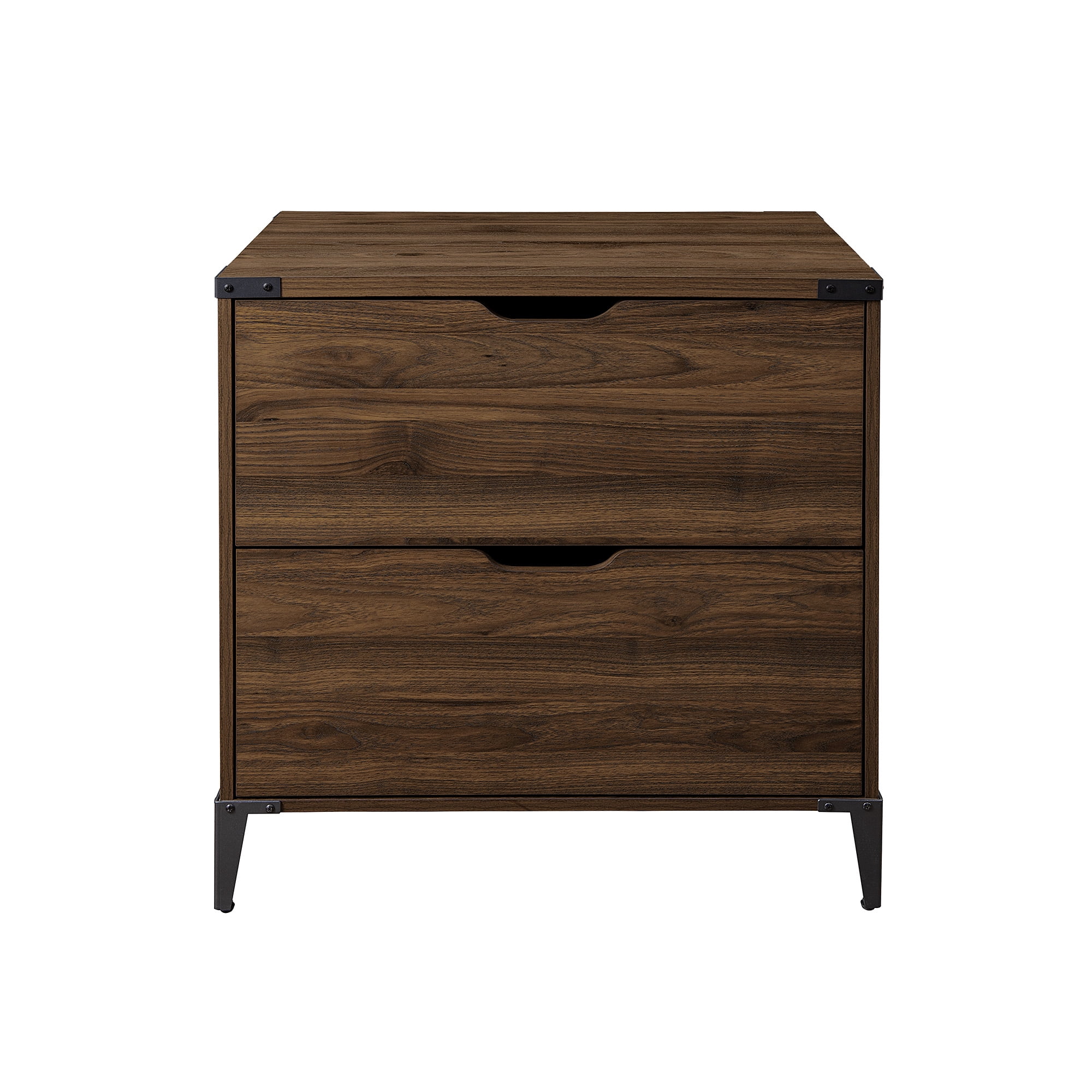 Walker Edison Modern Industrial 2-Drawer File Cabinet, Dark Walnut